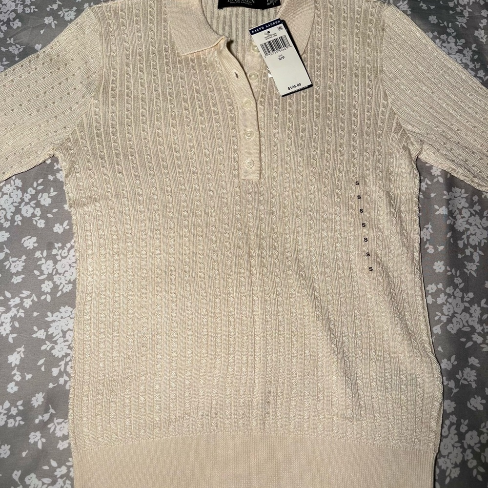Ralph Lauren Cream Chunky Knit Crew Neck Sweater